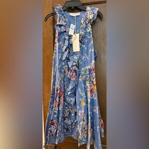 Floral Ruffle Mini Dress - Blue